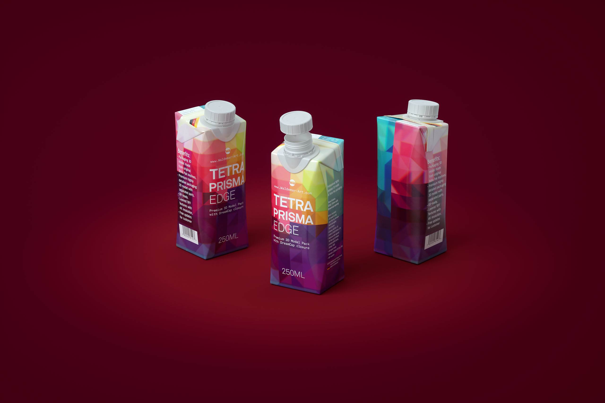Tetra Pack Prisma Edge 250ml Premium Carton Packaging 3d Model Pak Wa