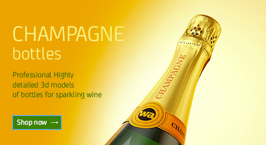 Champagne bottle 3D models for Download