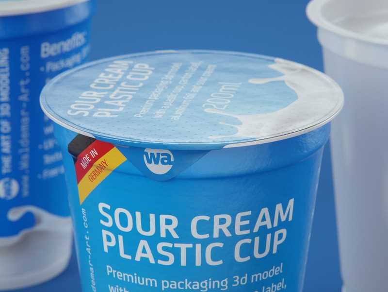 Sour cream premium packaging 3D model 200ml