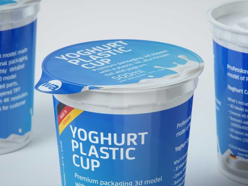 Yoghurt Plastic Cup 500ml Professional packaging 3D model