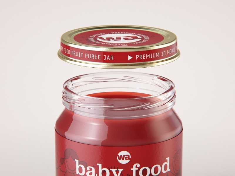 Packaging 3D model of Baby Food Glass Jar 200g