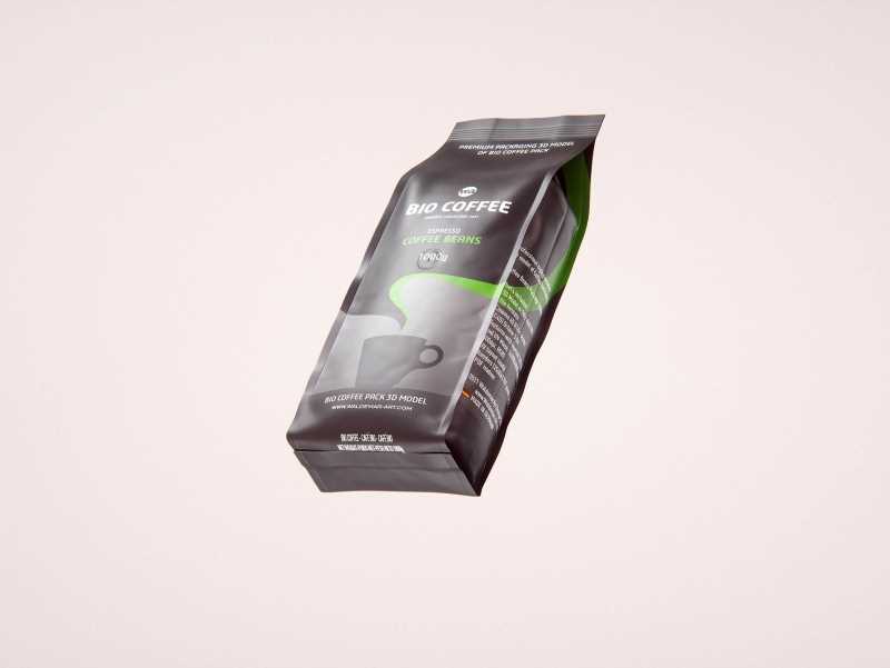 Bio Coffee beans Plastic Bag 1000g (1KG) packaging 3d model