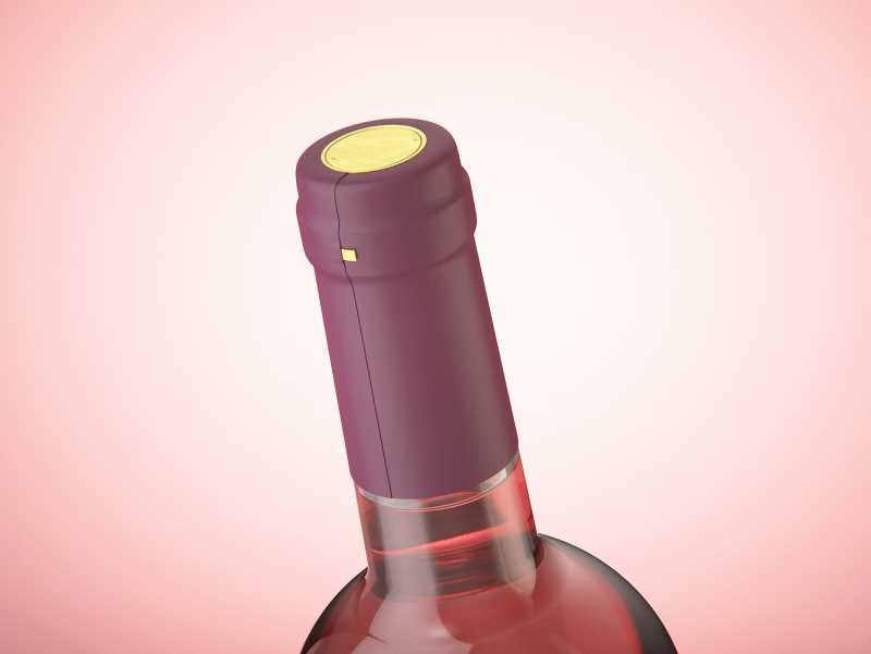 3D model of the Bordeaux Wine Standard Bottle 750ml with cork and glass of wine
