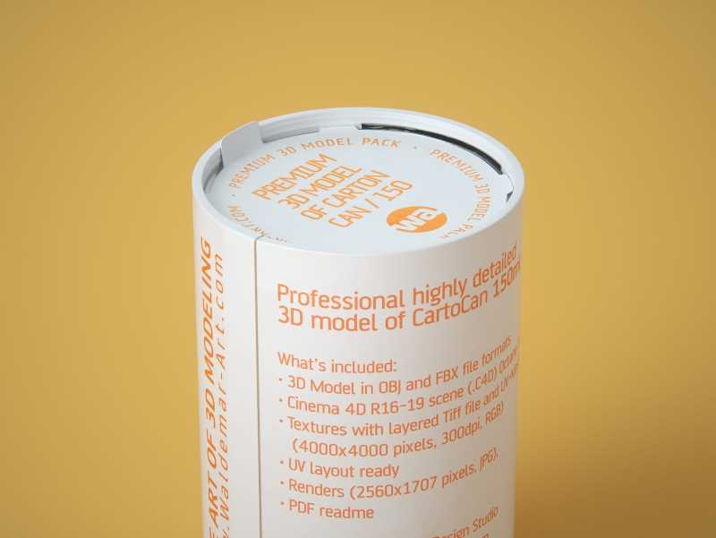 Packaging 3D model of carton can Cartocan 150ml