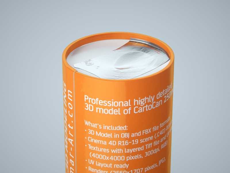 Packaging 3D model of carton can Cartocan 250ml