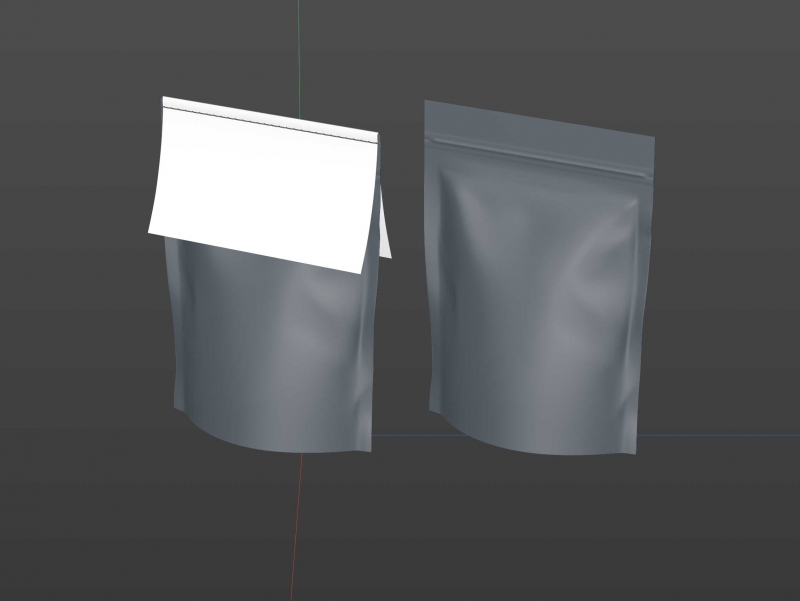 Coffee Paper Pouch 250g with stitches and a label premium packaging 3d model