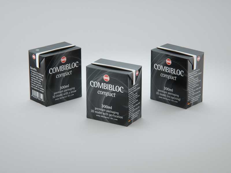 SIG combiBloc Compact 300ml with perforation, straw hole and no opening packaging 3D model