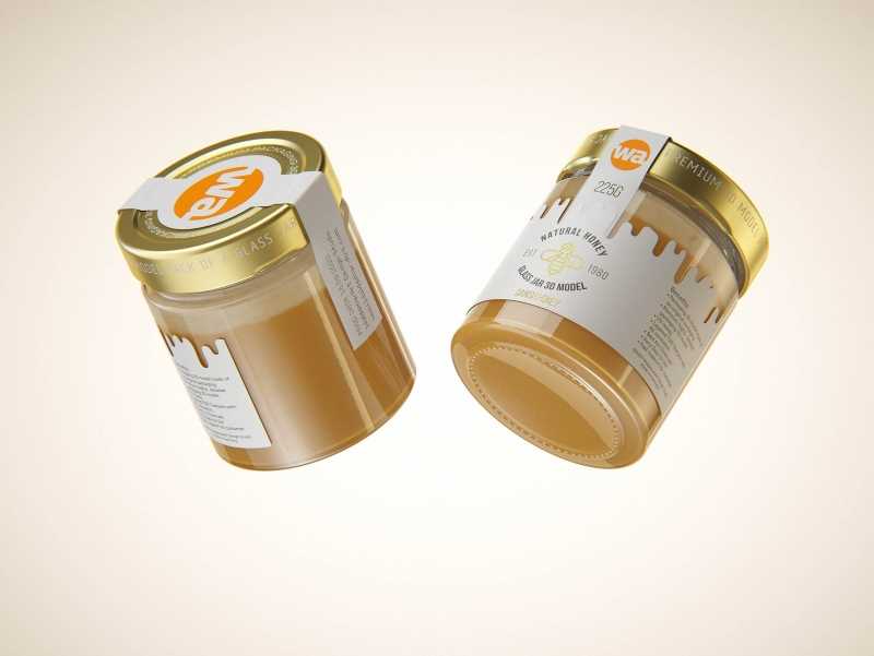 Danish Honey Glass Jar 225g packaging 3d model