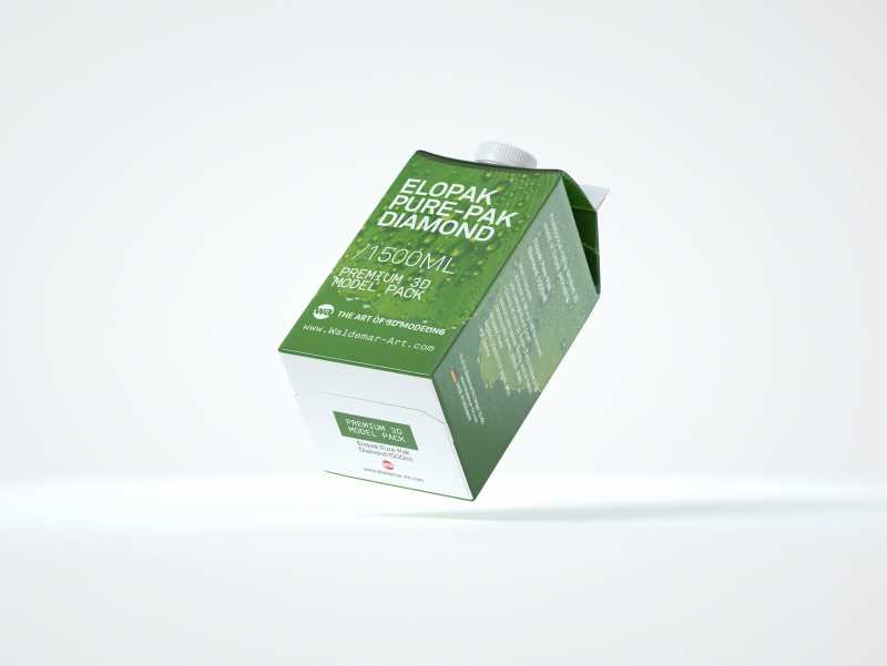 Elopak Pure-Pak Diamond 1500ml Premium packaging 3D model pack