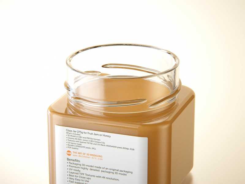 Eucalyptus Honey Glass Jar 275g packaging 3d model