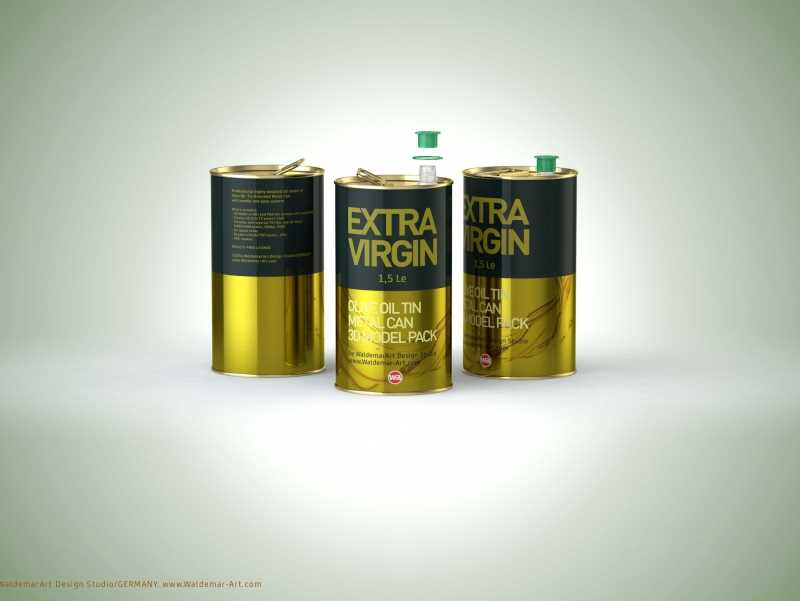 Packaging 3D model of an Olive Oil Tin Metal Can 1.5le 3D with handle