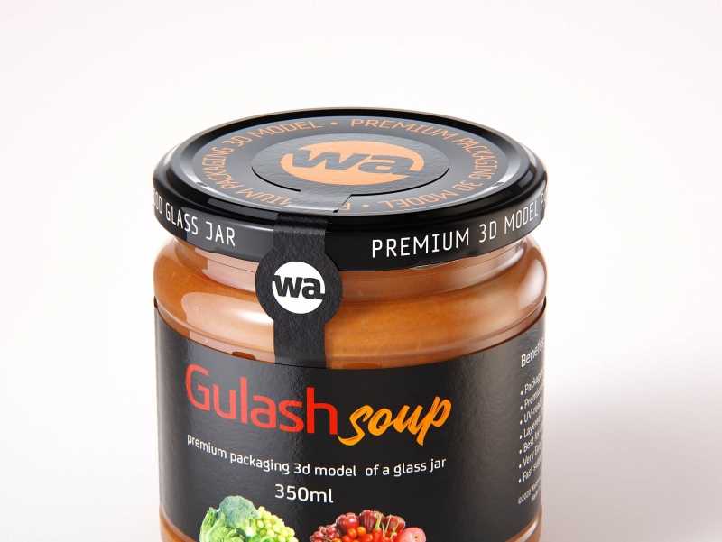 Gulash Soup Glass Jar 350ml packaging 3d model