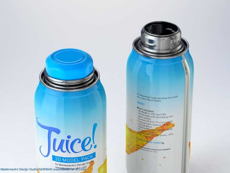 JUICY - packaging 3D model of the metal bottle for juices
