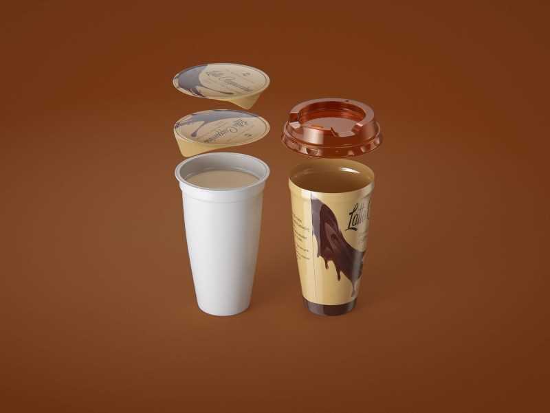 Latte Cappuccino Coffee Cup 250ml packaging 3D model