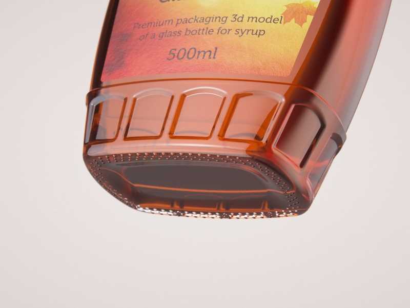 Maple Syrup Patterned Glass bottle 500ml 3D model pack
