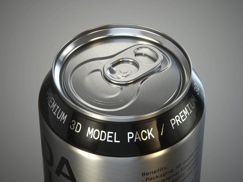 Rexam/Ball Metal Soda Can 350/355ml Premium packaging 3d model with PakTech handle
