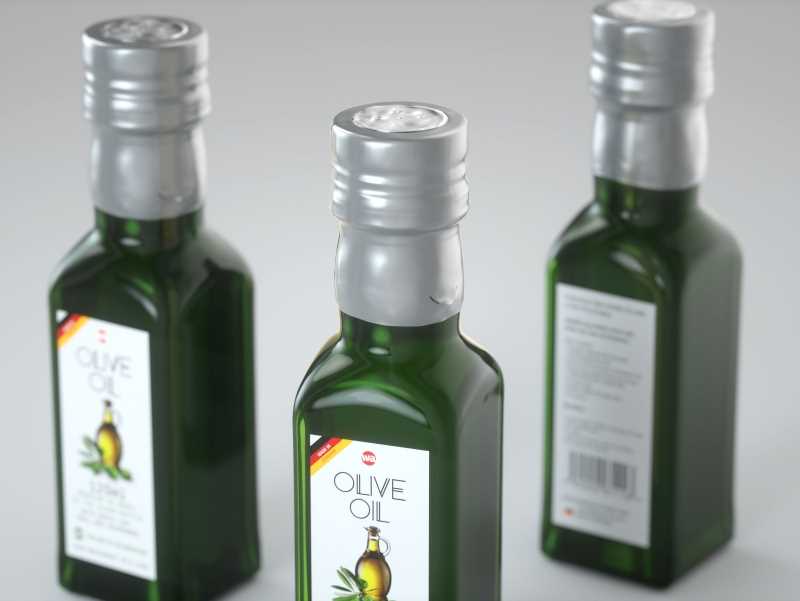Olive oil square glass bottle 150ml Premium 3D model pack