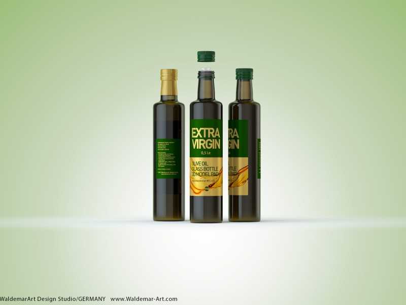 Olive Oil Glass Bottle 500ml packaging 3d model