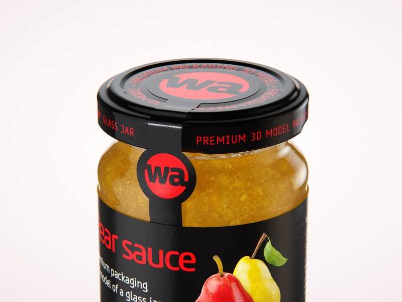 Pear Sauce Glass Jar 125ml packaging 3d model