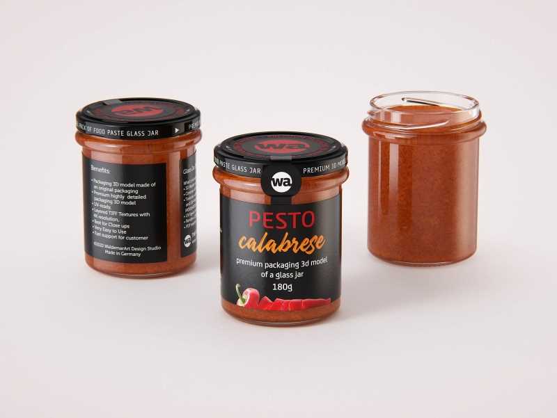 Pesto Calabrese glass jar 180g packaging 3d model