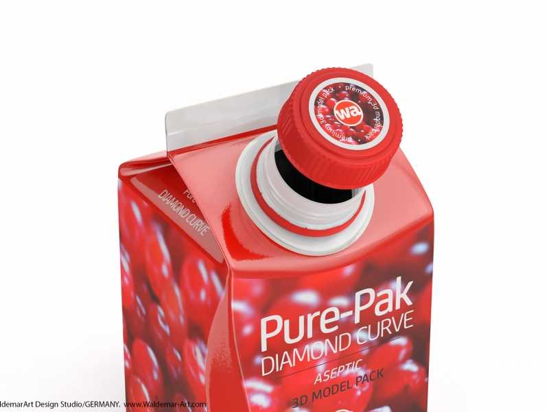 Elopak Pure-Pak Diamond-Curve Aseptic 500ml packaging 3D model