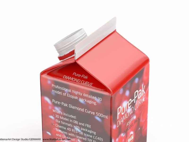 Elopak Pure-Pak Diamond-Curve Aseptic 500ml packaging 3D model