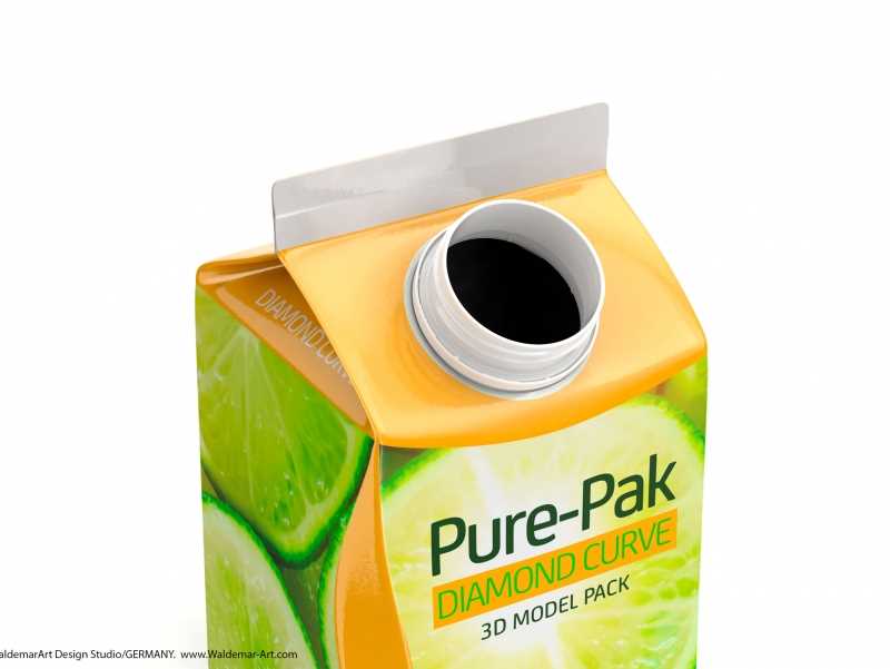 Elopak 3d model of Pure-Pak Diamond-Curve Fresh 500ml