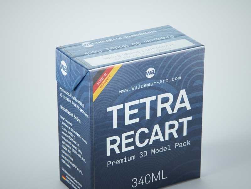 Tetra Pack Recart 340ml Premium carton packaging 3D model pak