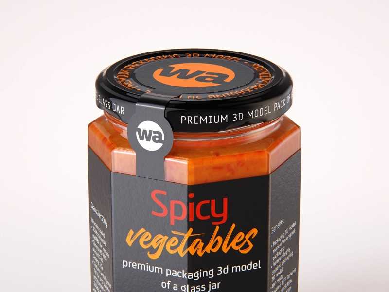 Spicy Vegetables Glass Jar 300g packaging 3D model