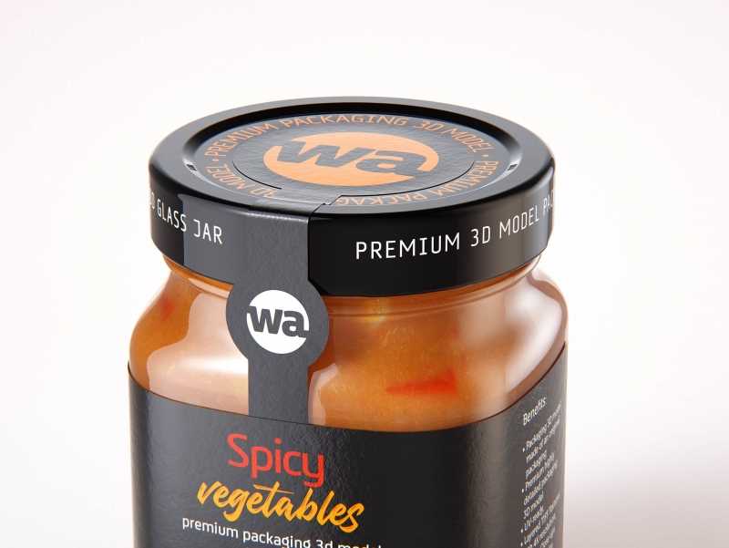 Spicy Vegetables Glass Jar 320g packaging 3D model