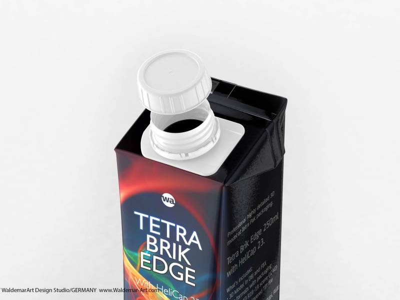 Tetra Pack Brick Edge 250ml 3D packaging model pak with HeliCap23 opening
