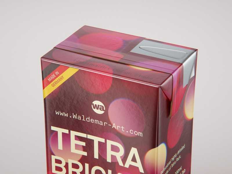 Tetra Pack Brik Mid 200ml with Pull Tab and a packaged straw packaging 3d model pak