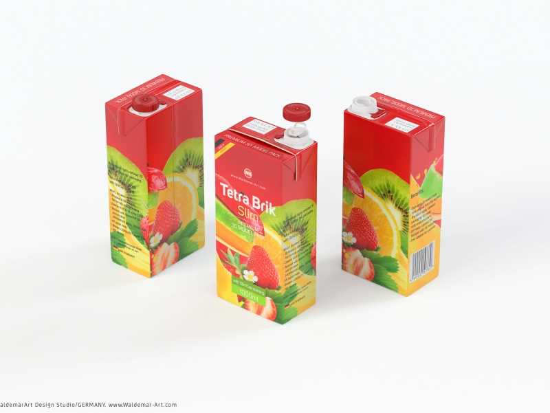Tetra Pack Brick Slim 1000ml with SlimCap Premium packaging 3D model pak