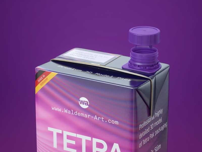 Tetra Pack Brick Slim 2000ml Premium packaging 3D model pak with HeliCap 27 closure