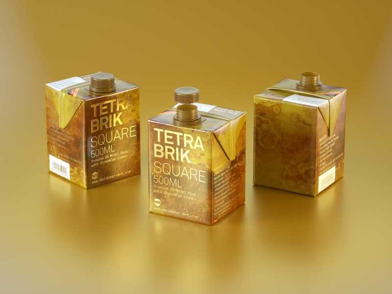 Tetra Pack Brick Square 500ml with StreamCap Premium 3D model pak