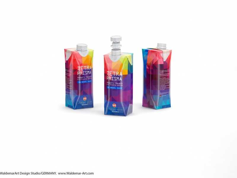 Tetra Pack Prisma Square 500ml with DreamCap packaging 3d model pak