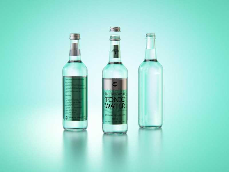 Tonic water glass bottle packaging 3D model pack 500ml