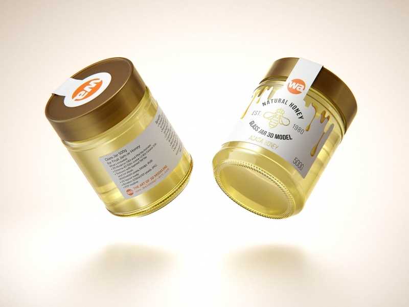 Acacia Honey Glass Jar 500g packaging 3d model