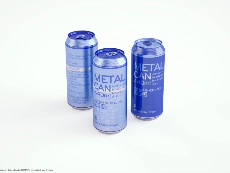 3d packaging model of Metal Standard Beer/Soda Can 440ml