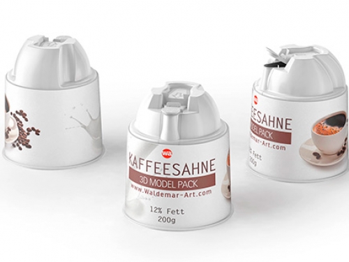Kaffeesahne 200g. Packaging 3D model of the plastic package for the Coffee cream.