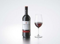 3D model of the Bordeaux Wine Standard Bottle 1000ml with Screw Cap and glass of wine