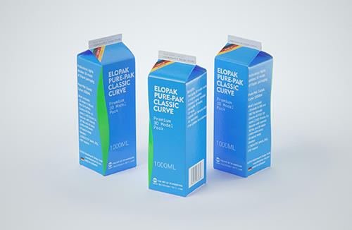 Elopak Pure-Pak Classic CURVE 1000ml (no opening) Premium carton packaging 3D model pack