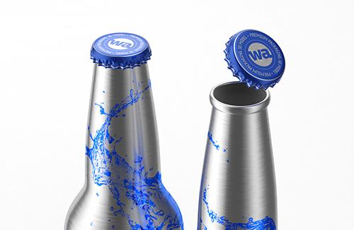 Impact Ball/Rexam metal bottles (long neck) 330 and 473ml packaging 3d model pack
