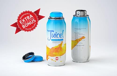 JUICY - packaging 3D model of the metal bottle for juices