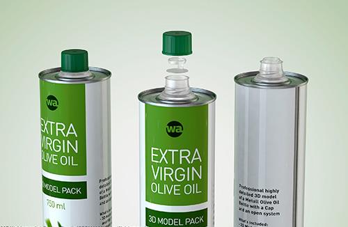 Olive oil metal bottle 750ml packaging 3d model