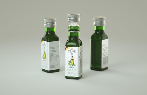 Square glass bottle 100ml for Olive oil 3D model pack