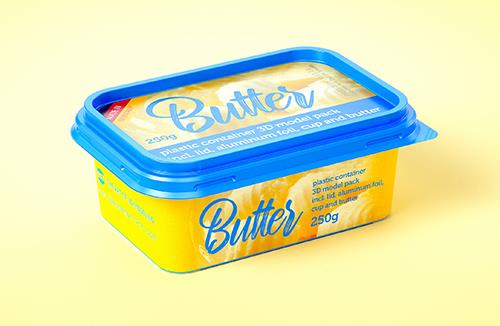 Butter Plastic Container Packagin 3D model pack 250g
