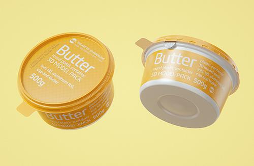 Butter Round Plastic Container 500g Packagin 3D model pack