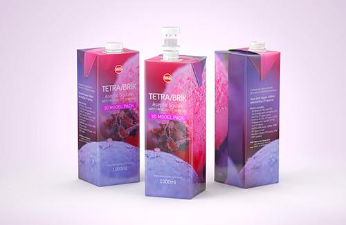 Tetra Pack Brick Square 1000ml with HeliCap 27 opening 3d model pak