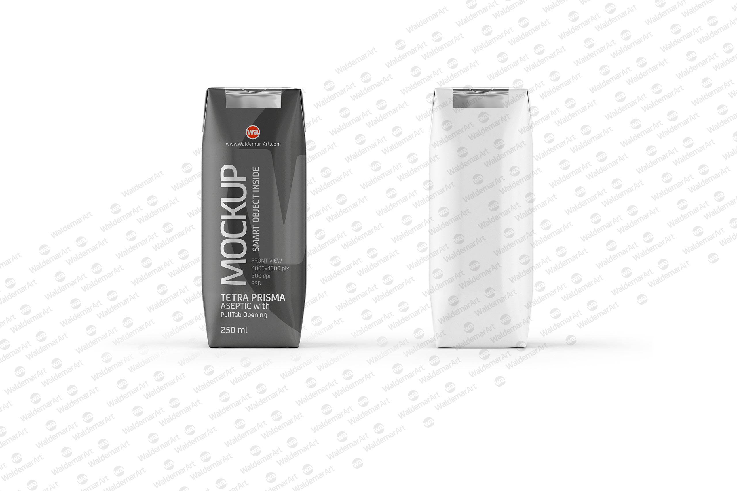 Download Packaging Mockup of Tetra Pack Prisma 250ml with PullTab - Front View / WA Design Studio